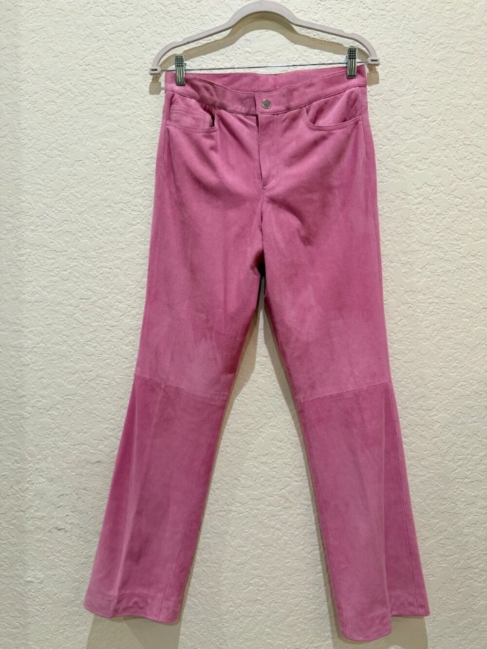 Ralph Lauren Black Label 100% Suede Straight Leg Pants Sz 6 Pink Berry Mid Rise - Picture 5 of 15